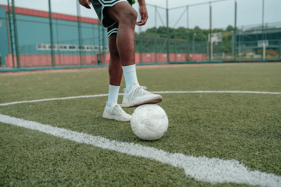 Football on pitch