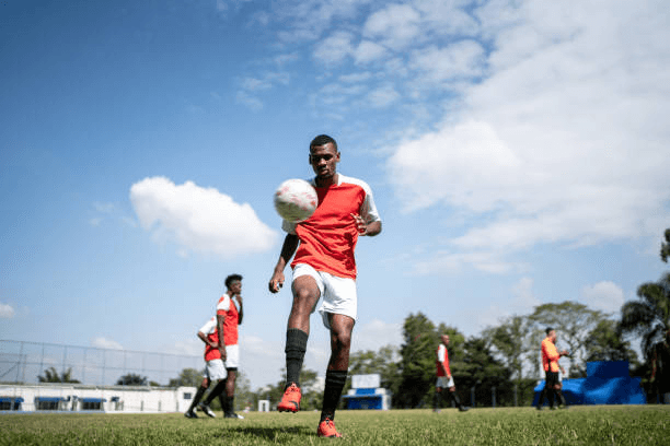 Footballer on pitch