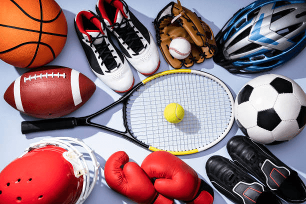 Sports equipment flatlay