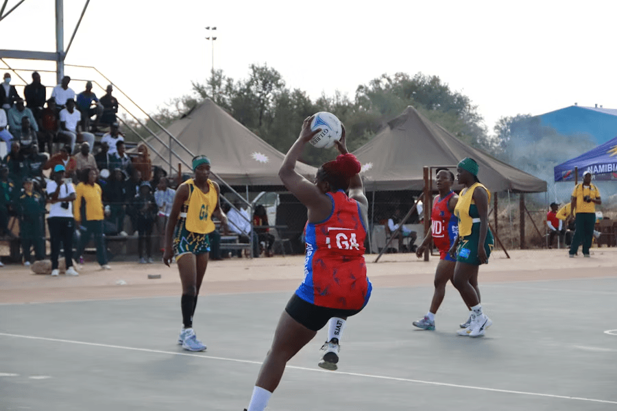 Netball game in action