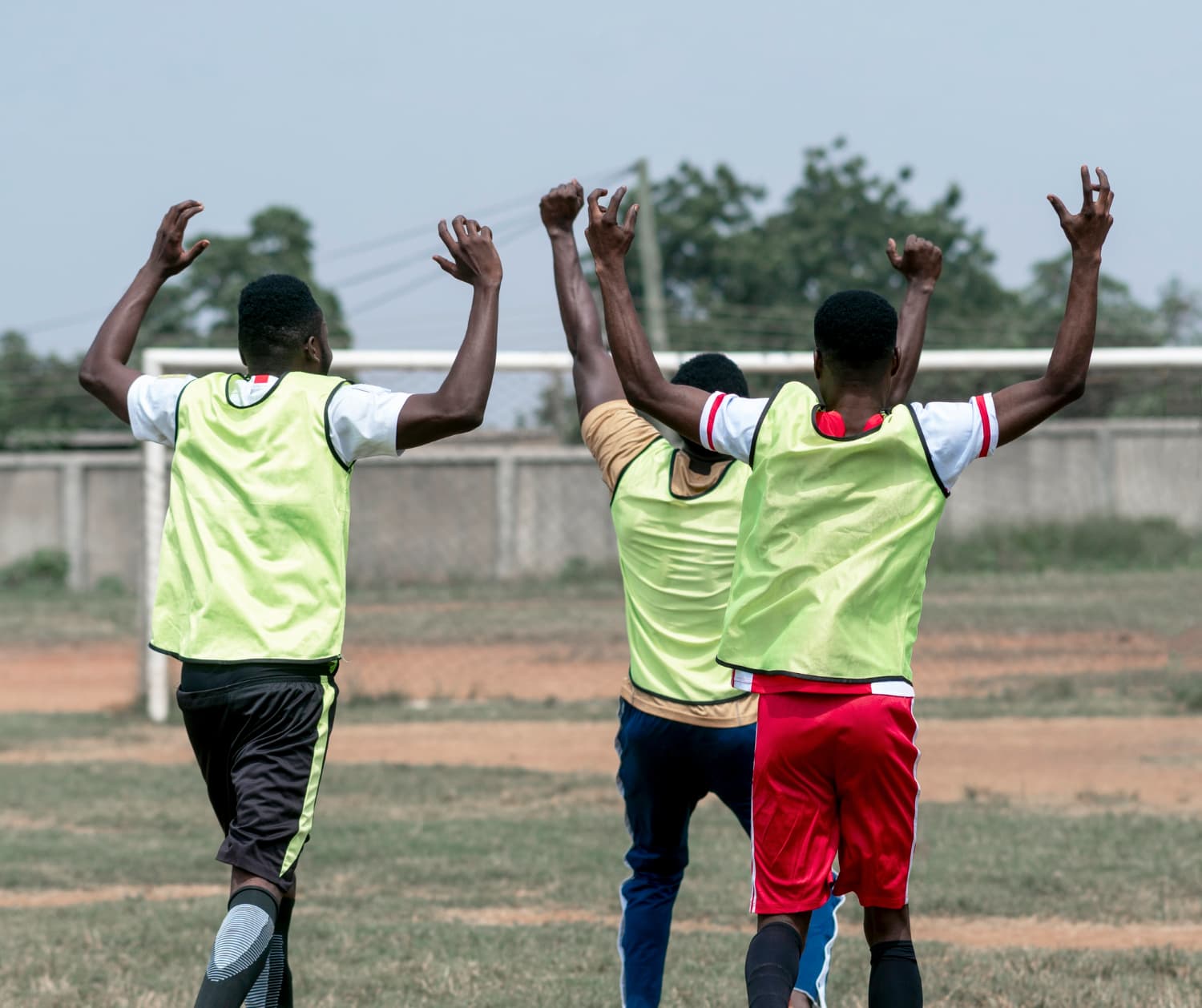 Footballers celebrating